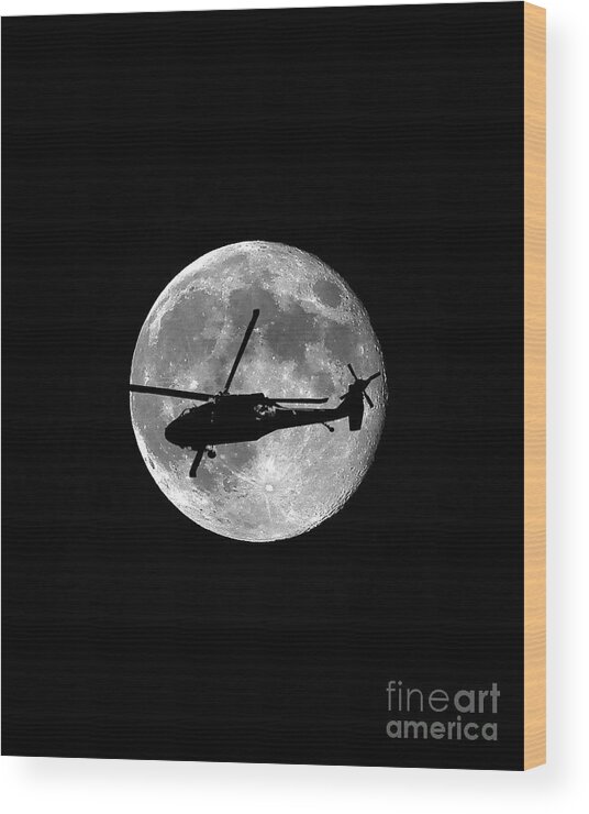 Aircraft Wood Print featuring the photograph Black Hawk Moon Vertical by Al Powell Photography USA