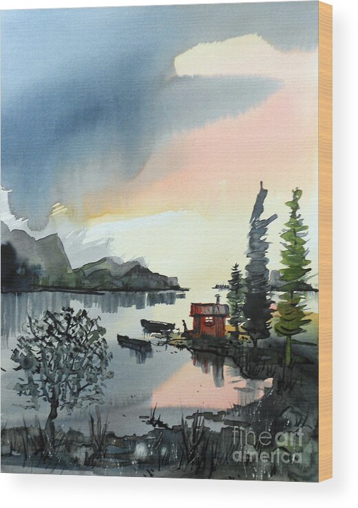 Summer Wood Print featuring the painting Boat Camp by Terry Banderas