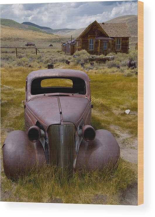 Old Car Wood Print featuring the photograph Bodie Rest Stop by Jim Snyder