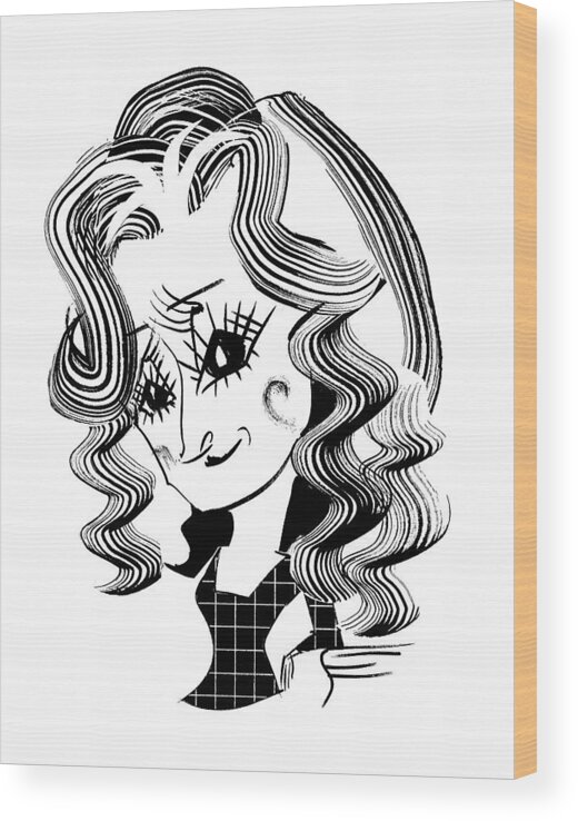 Bonnie Raitt Wood Print featuring the drawing Bonnie Raitt by Tom Bachtell