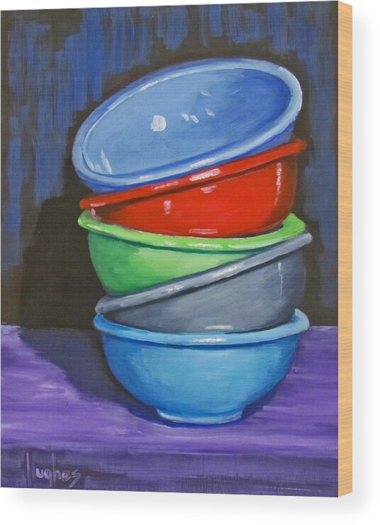 Bowl Wood Print featuring the painting Bowls by Kevin Hughes