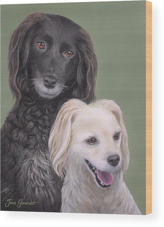 Dog Wood Print featuring the painting Brea and Randy by Jane Girardot