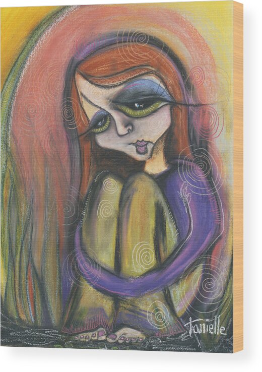 Self Portrait Wood Print featuring the pastel Broken Spirit by Tanielle Childers