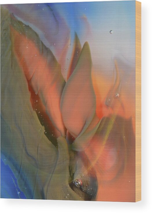 Abstract Wood Print featuring the photograph Budding From the Depths by Kimberly Lyon