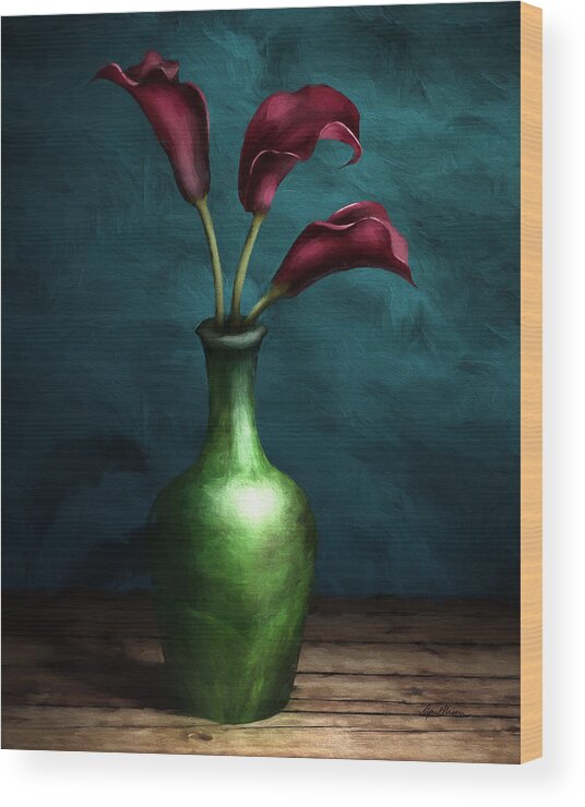 Calla Lilies Wood Print featuring the painting Calla Lilies I by April Moen