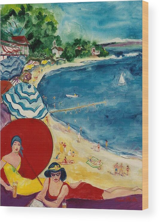 France Wood Print featuring the painting Cannes by Elaine Elliott