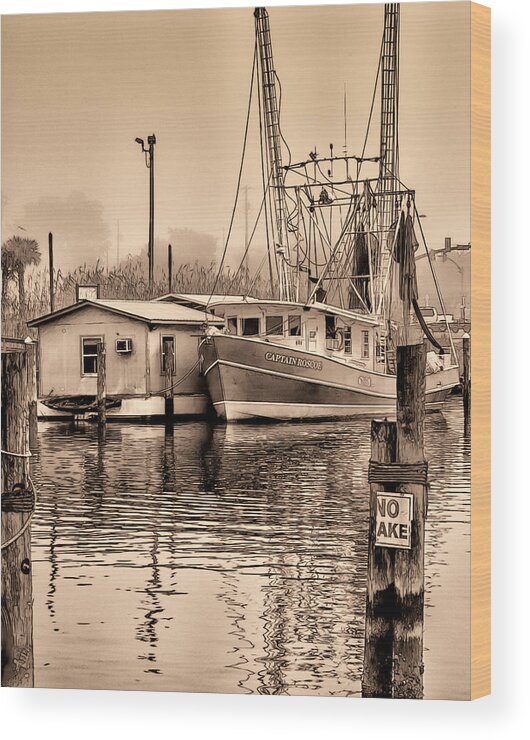 Shrimpboat Wood Print featuring the photograph Captain Roscoe by Sandra Lynn