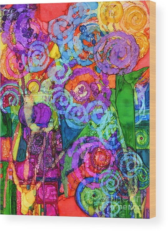 Abstract Wood Print featuring the painting Carnival by Vicki Baun Barry