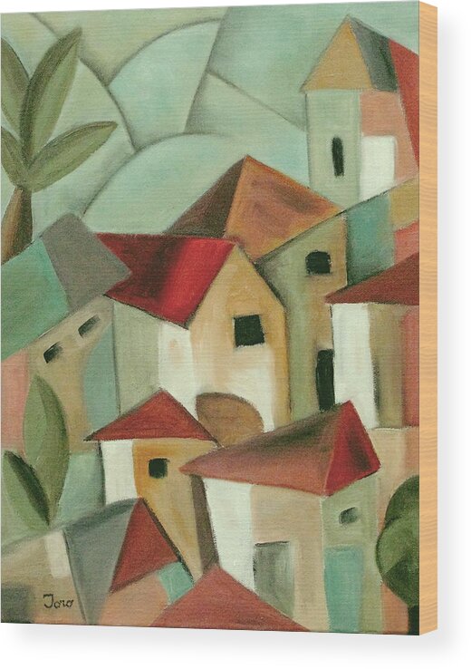 Landscape Wood Print featuring the painting Casas I by Trish Toro