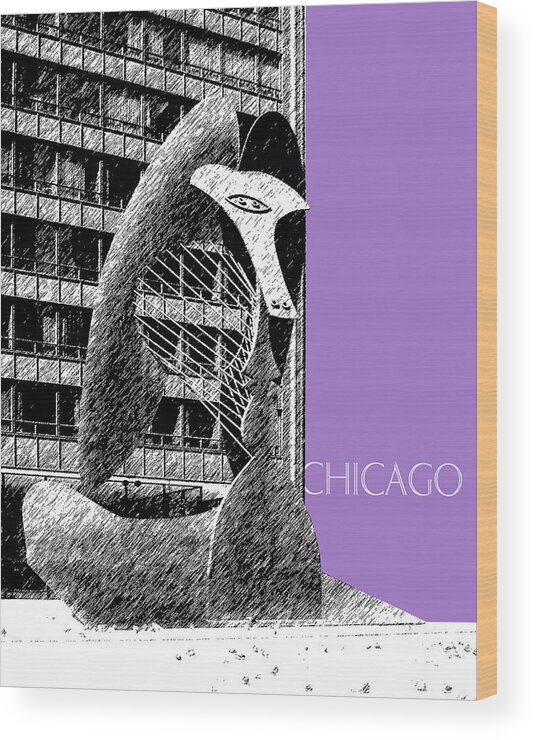 Architecture Wood Print featuring the digital art Chicago Pablo Picasso - Violet by DB Artist