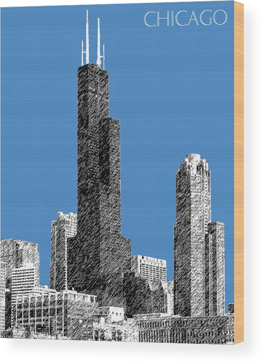 Architecture Wood Print featuring the digital art Chicago Sears Tower - Slate by DB Artist
