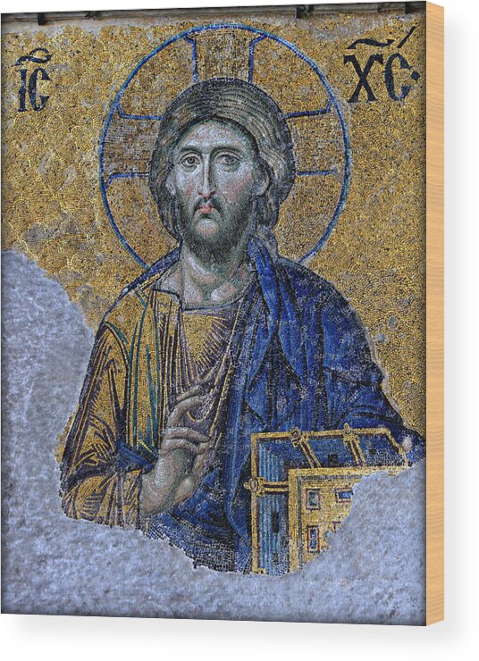 Christ Pantocrator Wood Print featuring the photograph Christ Pantocrator -- Hagia Sophia by Stephen Stookey