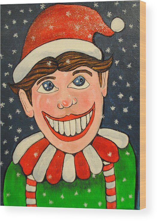 Asbury Park Paintings Wood Print featuring the painting Christmas Tillie by Patricia Arroyo