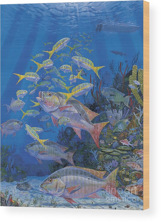 Mutton Snapper Wood Print featuring the painting Chum line Re0013 by Carey Chen