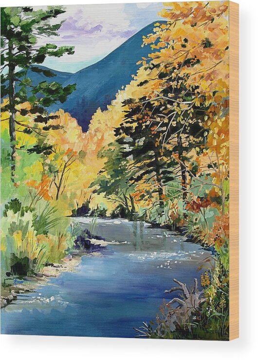 New Mexico Wood Print featuring the painting Cimarron Canyon by Adele Bower