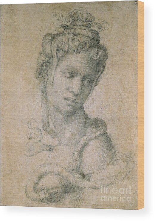 Drawing Wood Print featuring the pastel Cleopatra by Michelangelo