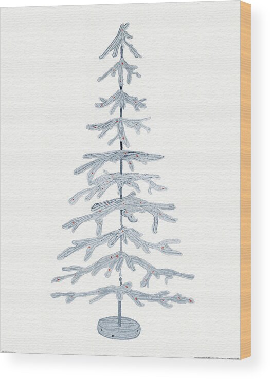 Blue Wood Print featuring the painting Coastal Holiday Tree Iv Red by Kathleen Parr Mckenna