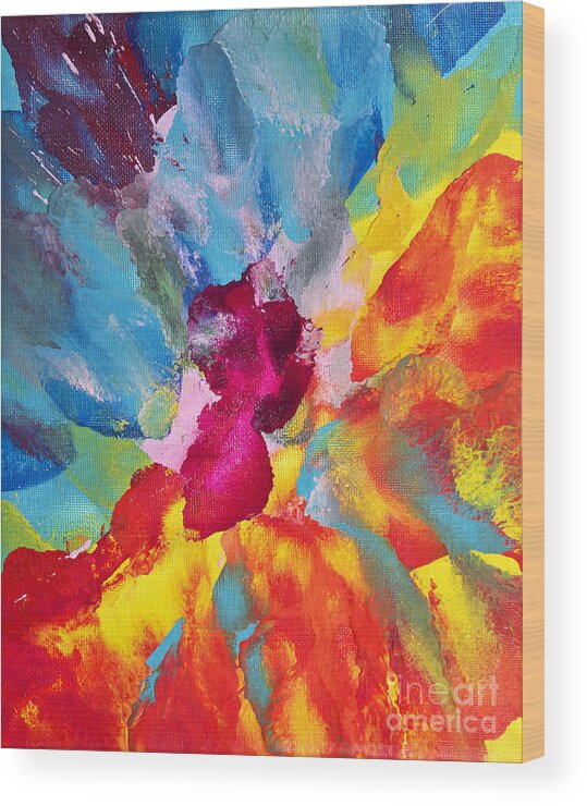   Wood Print featuring the painting Collision of Color by Pattie Calfy