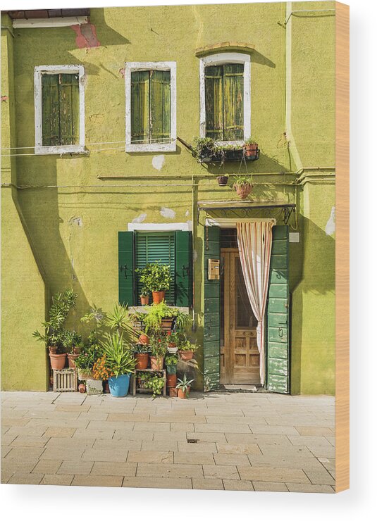 Shutter Wood Print featuring the photograph Colorful Facade – Burano, Italy by Corystevens