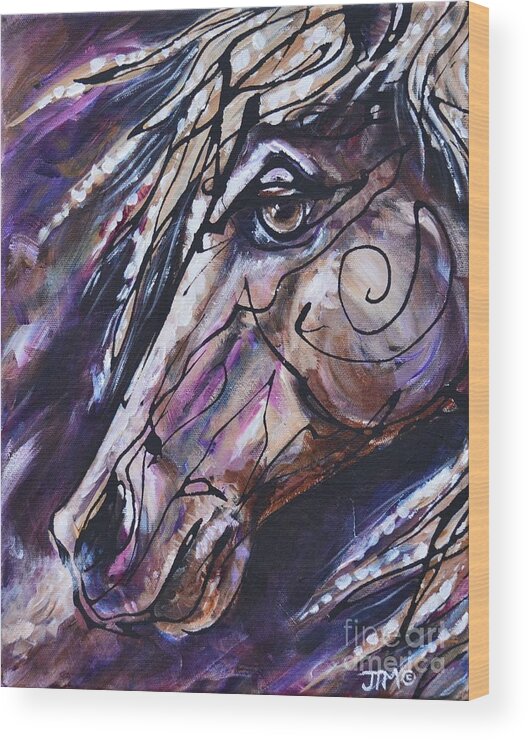 Horse Wood Print featuring the painting Contemplation by Jonelle T McCoy