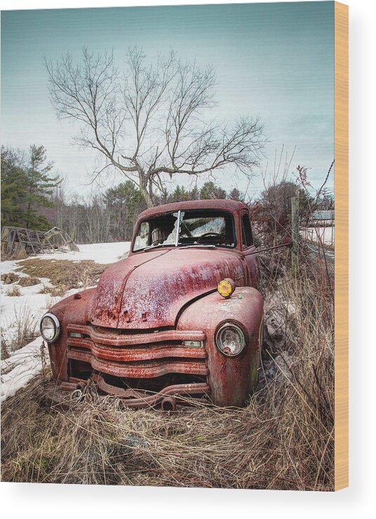 Chevrolet Wood Print featuring the photograph Country Chevrolet - Old rusty abandoned Truck by Gary Heller