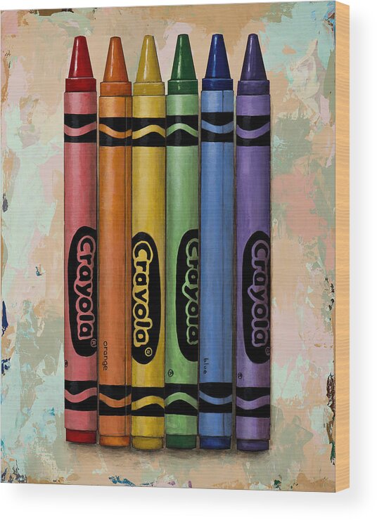 Crayola Wood Print featuring the painting Crayola by David Palmer