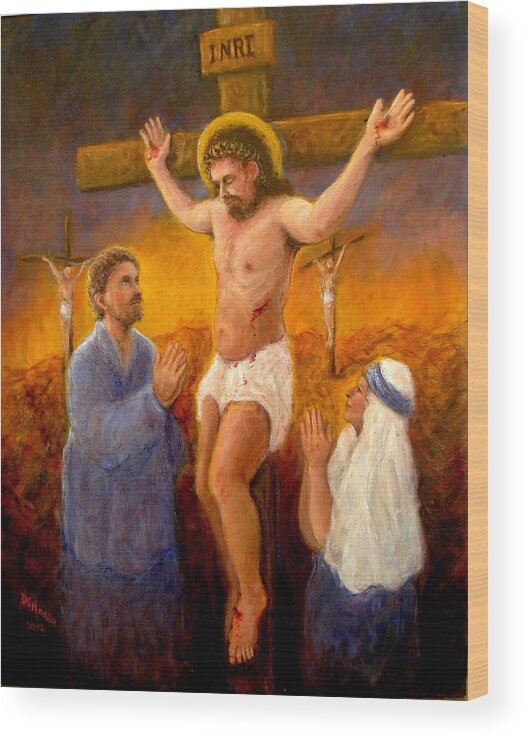 Realism Wood Print featuring the painting Crucifixion by Donelli DiMaria