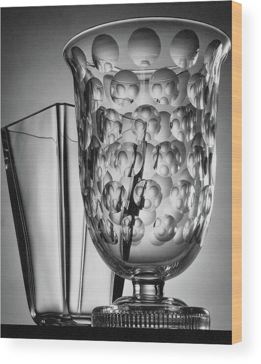 Home Accessories Wood Print featuring the photograph Crystal Vases From Steuben by Peter Nyholm
