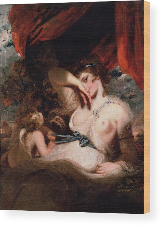 Cupid Unfastening the Girdle of Venus Wood Print by Joshua Reynolds - Pixels
