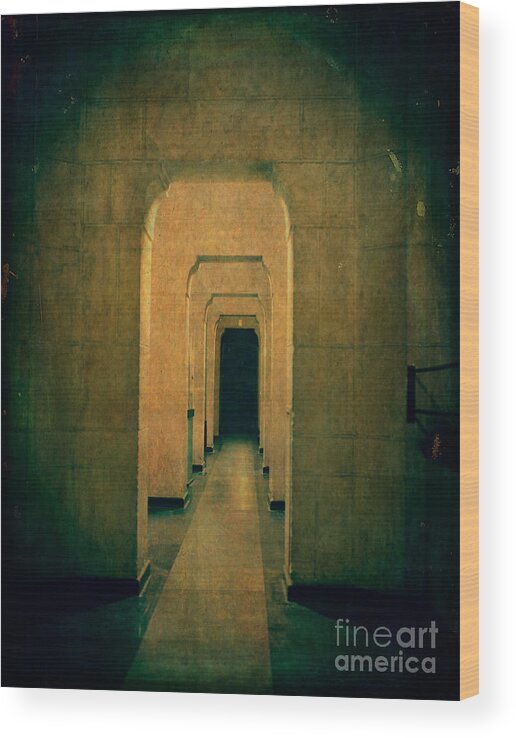 Leading Wood Print featuring the photograph Dark Sinister Hallway by Edward Fielding