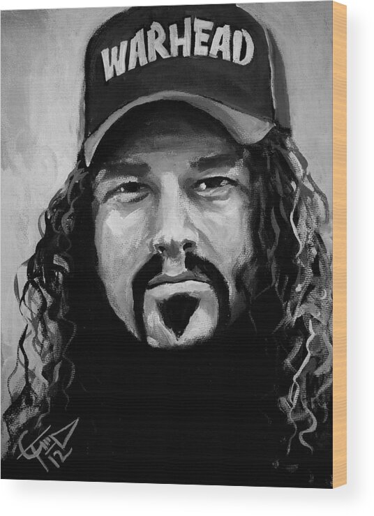 Pantera Wood Print featuring the painting Dimebag Darrell by Tom Carlton