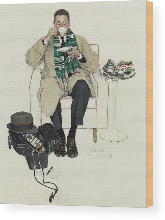 Tags Wood Print featuring the photograph Doctor Relaxing with Tea by Georgia Clare