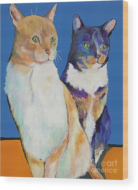 Pat Saunders-white Wood Print featuring the painting Dos Amores by Pat Saunders-White