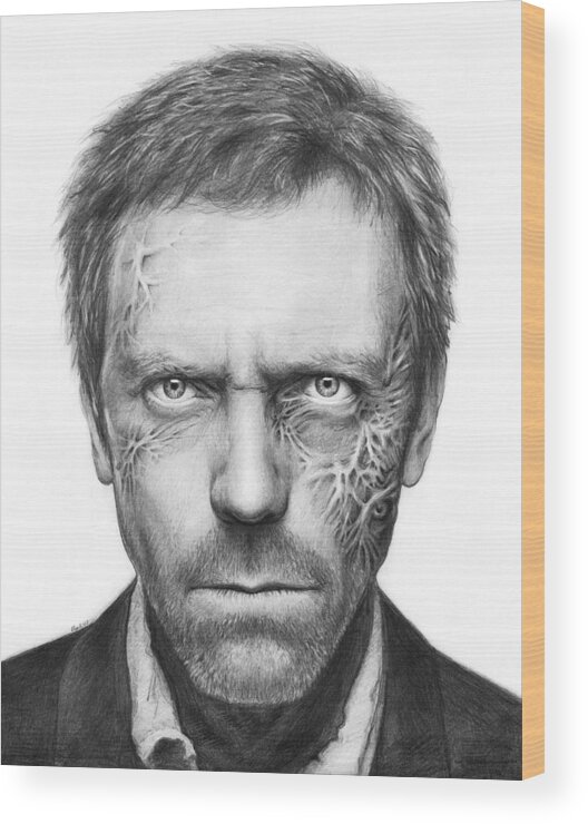 House Md Wood Print featuring the drawing Dr. Gregory House - House MD by Olga Shvartsur
