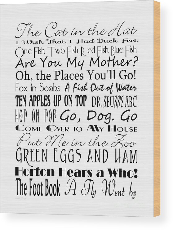 Dr Seuss Wood Print featuring the digital art Dr Seuss Books 4 by Andee Design