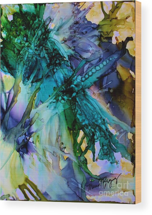 Dragonflies Wood Print featuring the painting Dragonfly Dreamin by Marcia Breznay