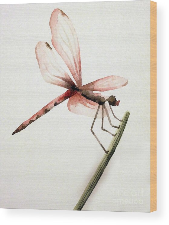 Dragonfly Wood Print featuring the painting Dragonfly by Lynellen Nielsen
