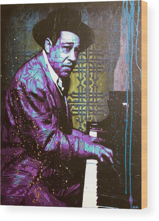 Duke Ellington Wood Print featuring the painting Duke by Bobby Zeik