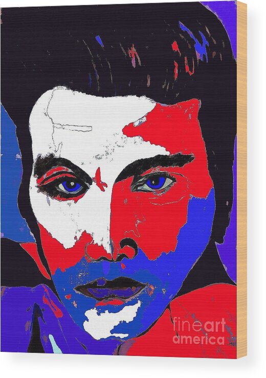 Elvis Wood Print featuring the painting Elvis made in the U S A by Saundra Myles