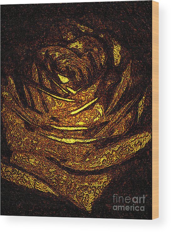 Digital Art Graphics Flower Wood Print featuring the digital art Embedded Rose by Gayle Price Thomas