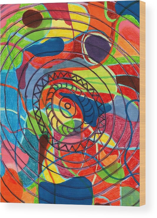 Eye Wood Print featuring the drawing Eye of the Tiger by Lesa Weller