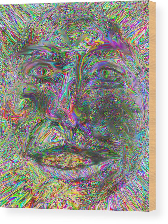 Stylized Wood Print featuring the digital art Face On Fire by Philip Brent