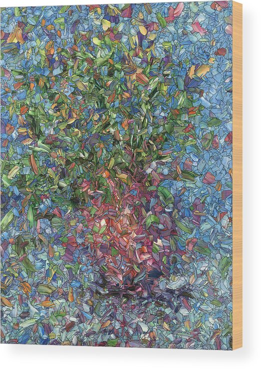 Flowers Wood Print featuring the painting Falling Flowers by James W Johnson