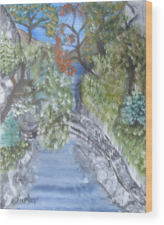 Trees Wood Print featuring the painting Far Off Place by Suzanne Surber