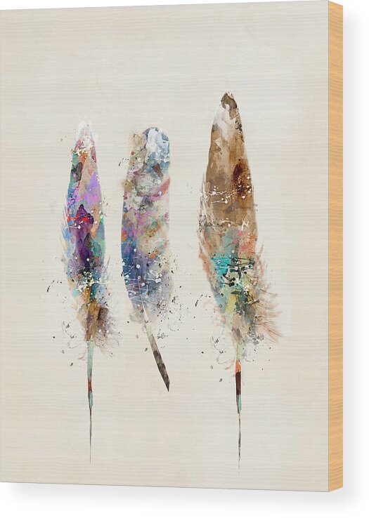 Feathers Wood Print featuring the painting Feathers by Bri Buckley