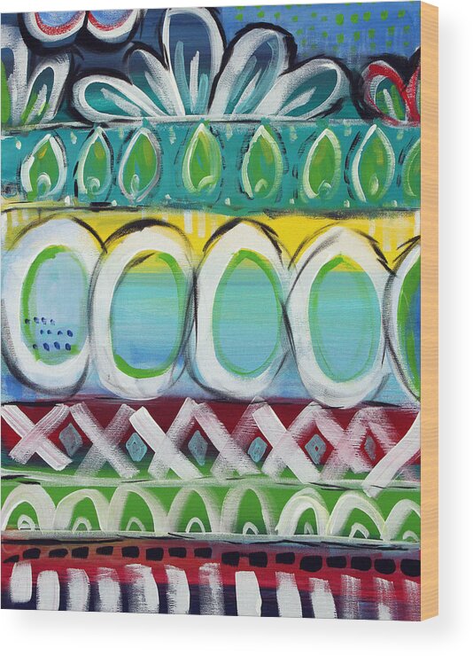 Bold Colors Wood Print featuring the painting Fiesta - Colorful Painting by Linda Woods