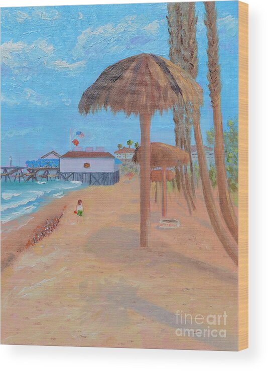 Ocean Wood Print featuring the painting Fisherman's Resturant by Mary Scott