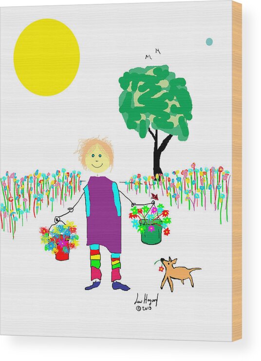 Child Art Wood Print featuring the digital art Flower Girl by Lew Hagood