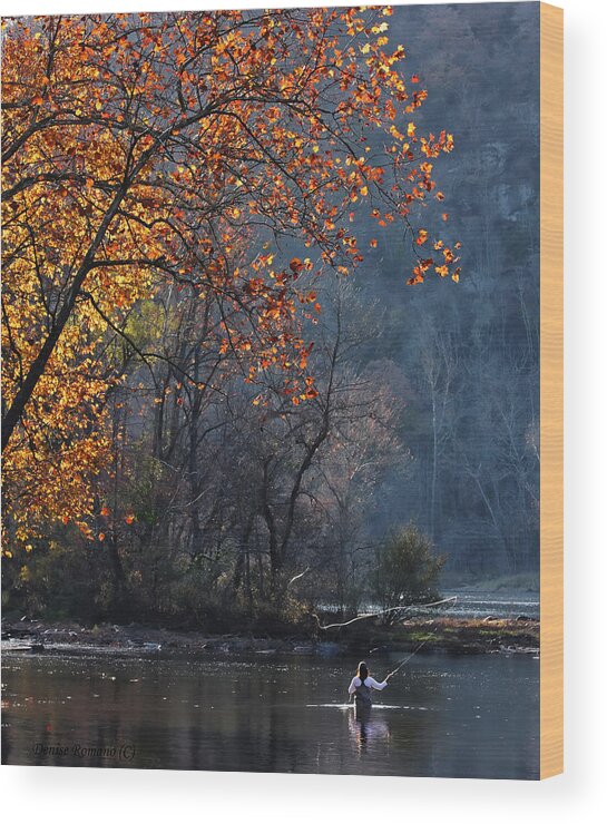 Fishing Wood Print featuring the photograph Fly Fisherwoman by Denise Romano