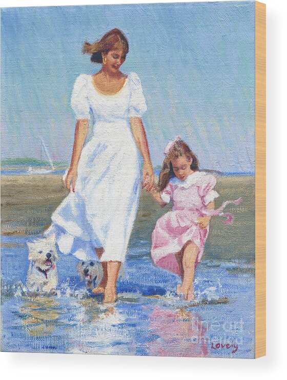 Mother Wood Print featuring the painting Mommy and Leslie by Candace Lovely
